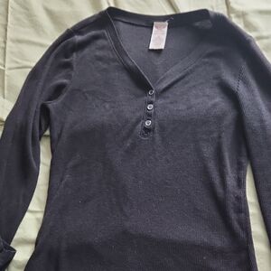 Faded Glory Black Waffle Knit Top